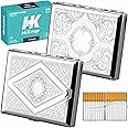 HiKeep Cigarette Case for Regular, King Size, 100mm 100's, Can Hold 20 Cigarettes - Set of 2 (Silver)
