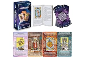 IXIGER Tarot Cards for Beginners with Meanings on Them,tarot cards and book set,Learning Tarot Deck Fortune Telling Game with Keywords, Chakra, Planet, Zodiac, Element, Yes/No, Affirmations.