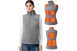 Topdot Polar Chaleco Calefactable Mujer, Chaleco Térmico con Batería de 7.4V 16000mAh,10 Zonas de Calentamiento con 3 Temperaturas,Forro Lana Chaleco Calefactable Ligero para exteriores