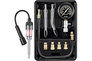 FIADA 9 Pieces Automotive Compression Tester Kit and Spark Plug Tester, Universal Car and Motorcycle Engine Testing Tools for Cylinder Pressure Gauge (Black) (Black)