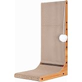 Scratching Post for Cats Made of Reinforced Cardboard with Wood | Vertical Scratching Post and Non-Slip Base | Floor and Wall