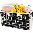 Loghot Bedside Caddy/Bedside Storage Bag Hanging Organizer for Bunk and Hospital Beds,Dorm Rooms Bed Rails,Can be Placed Glasses,Books,Mobile Phones,Keys (Black Lattice)