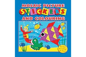 WF Graham Mosaic Sticker Picture Books Create & Colour Childrens Activity Party Bag Fillers (Blue)