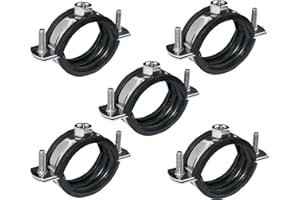 AERZETIX - Set di 5 - Fascette isofonico - supporto di fissaggio con guarnizione - per tubo Ø1 1/4'' 40-46mm - DIN EN 10111 - in acciaio inossidabile A2 - da avvitare М8 - C49903
