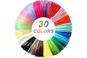 Fervalyna Filamento Impresora 3D, Filamentos Lapiz 3D para Bolígrafo 3D, 30 Colores, 3 metros por color, Recambios de Filamento PLA 1.75 mm Boli 3D Para Niños y Adultos, para Pluma 3D e Impresoras 3D