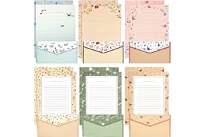 KSIWRE Stationery Writing Paper with Envelopes, Sweet Floral Style Lined Stationary Paper，36 PCS Letter Writing Paper with 18 PCS Envelopes, for Invitations Gifts Holiday Wishes