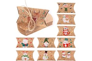 SULOLI 36 Pezzi Scatole Regalo di Natale,Scatoline Natalizie con Corda di Canapa per Bomboniere,Caramelle,Festa di Natale