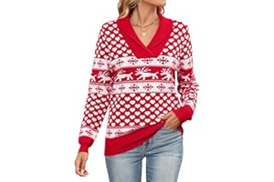 IECCP Women's V Neck Tops Long Sleeve Jumpers Solid Color Pullover Lapel Knit Sweater