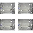 Forus 4x3" Concealed GI Sheet Metal Modular Box 3-Module Heavy-Duty Rustproof Galvanized Iron | 18 Gauge Flush Mount Electrical Junction Box for Home, Office, Industrial Wiring | All-Win Series (4Pc)