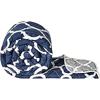 Divine Casa Sanatize Microfiber Reversible Lightweight Double Bed Comforter (Abstract Navy Blue and Grey, 120 GSM)
