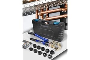 AMZCNC Pinza idraulica per crimpatura Ø12-28mm in rame per tubi idraulici strumento per pressa con 5 pezzi di rame 12.15.18.22.28 mm e 4 pezzi PEX-AL-PEX 16.20.26.32 mm