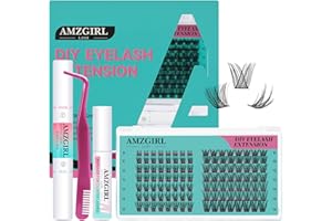 AMZGIRL LASH Zestaw do przedłużania rzęs, zestaw do przedłużania rzęs, zestaw do przedłużania rzęs, zestaw do przedłużania rzęs z klastrem, Wispy, Lash Bond & Seal, urządzenie do usuwania i aplikator do rzęs w
