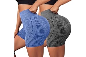 UoQo 2Pairs Gym Shorts for Women High Waisted Booty Shorts Tummy Control Hip Lifting Short Pants for Yoga Running Sports Workout