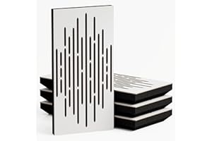 UA ACOUSTICS Pack de 4 paneles acústicos estrechos para absorción y difusión | 50 x 25 cm | Difusión - Reflexión - Insonorización | Modelo-Grosor-Color: [WAVE - 53mm | Blanco]
