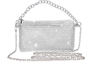 Auliuse Rhinestone Crossbody Bag - Women's Bling Evening Clutch, Ladies Handbag with Glitter & Sparkly Rhinestone Purses for Wedding Banquet Party