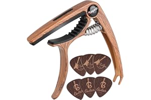 Anpro Gitara Kapodaster Guitar Capo Guitar Capo z 6 kostkami do gitary akustycznej i elektrycznej, ukulele, mandoliny i banjo, kolor drewna
