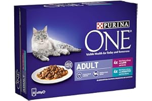 Purina ONE Adult Cat Food Fish and Lamb 8x85G, Pack of 5