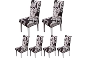 ARNTY Coprisedie con Schienale 6 Pezzi/4 Pezzi,Coprisedia Elasticizzato,Universale Lavabile Coprisedia Elastico con Schienale per Sala da Pranzo,Hotel,Ristorante (Motivo Floreale, 6 Pezzi)