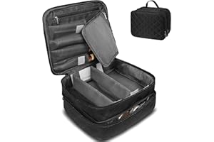 LEcylankEr Beauty Case Donna Grande, Borsa Cosmetica a Doppio Strato Portatile, Pochette Trucchi da Viaggio con Scomparti Multipli, Beauty Case Trucchi Impermeabile di Grande Capacità (Nero)
