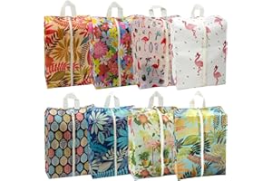 PIXHOTUL Borsa Per Scarpe, Impermeabile, Antipolvere, Per Viaggi O Casa, Borsa Per Scarpe Con Cordino Per Uomini E Donne, Confezione Da 8 Pezzi, Motivo Tropicale 3, Borse Per Scarpe Da Viaggio Impermeabili