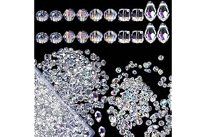 MXHBSTP 600 Pcs Mixed Crystal Beads for Jewelry Making - 4mm 6mm 8mm Assorted Clear Glass Spacer Beads for DIY Necklace, Bracelet, Earring Crafts