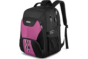 LIWAG Travel Laptop Backpack,Laptop Bag Work Bag with USB Charging Port for Girls and Womens, Anti Theft Water Resistant College School bag BookBag Daypack for Teens and Ladies,Fits 17 Inch laptop-Purple