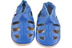 Weicher Leder Babysandalen - Lauflernschuhe Krabbelschuhe Babyschuhe Sommerschuhe Kinder Sandalen mit Wildledersohlen. Junge Mädchen Kleinkind Ab 0-6 Monate bis 18-24 Monate