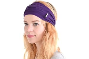 CHARM Hombre Elástico Bandana Cinta Para El Pelo Venda Japonés Largo Cabello Rastas Cabeza Envolver Púrpura