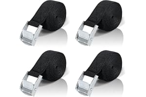 SOMLAW Cinghia di Ancoraggio 3M, 4 Pezzi Carico Cinghie di Tensione con Fibbia, Professionali Cinghie di Carico Regolabili per Kayak, Tavola da Surf, Canoa, Bici, Moto - Portata 250kg, Cinghia di Fissaggio