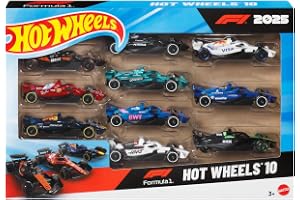Hot Wheels Formula 1 2025 10-pack | Set med 10 pressgjutna racerbilar i skala 1:64, en för varje F1-team, autentiska detaljer, JMM24