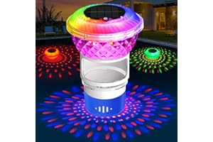 DeeprBling Dosierschwimmer Pool mit Marquee Solar Lichter, Chlor Dosierschwimmer Whirlpool mit Taste Kontrolle Bunte Lichter, Chlorschwimmer Pool Schwimmer für Chlortabletten, Einstellbare Freigabe