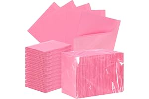 Healifty 125pcs Dental Bibs, Pink Disposable Aprons for Adults, 18 x 13.2 inches Disposable Dentist Bibs, 3 Ply Waterproof, Tattoo Bibs for Nail Tables, Dental Pads, Mats, and Paper Sheets