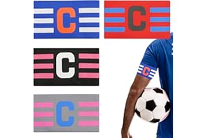 Hyakoz 4 Pièces Brassard Capitaine Elastique Multicolor Football Capitaine Brassard Réglable Football Brassard C pour Football et Rugby
