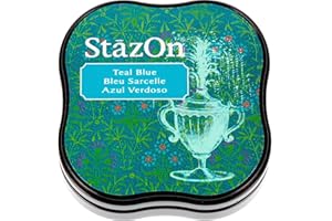 Tsukineko StaZon Midi Stempelkissen, Aquamarin Blau, Synthetic Material, Tuerkis, 5.4 x 5.4 x 2.2 cm