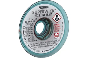 MG Chemicals Trèsse de déssoudage #1 Super Wick, trèsse fine avec flux RMA, longueur: 5' , Largeur 0.025", Blanc 423