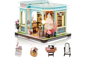 Foyucool Maison Miniature en Bois, DIY Miniature avec Accessoires, Maquette à Construire pour Adultes et Adolescents, Cadeau Créatif pour Anniversaire ou Noël, Magasin de Tailor
