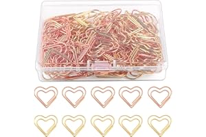 VIN BEAUTY büroklammern gold 100 Stück büroklammer Papierklammern,süße Liebe herzförmige Büroklammern Edelstahl Metall kleine Papierklammern Lesezeichen büroklammern herz paper clips büroklammern klein