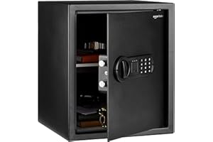 Amazon Basics Caja fuerte Electrónico de acero para el hogar con cerradura de teclado digital programable para joyas, dinero y objetos de valor, 43 l, 35 x 33 x 42 cm, color negro
