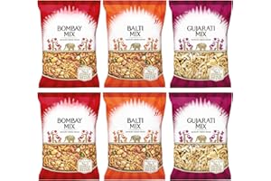 HAMPERLY GIFTS Indian Snack Variety Bundle Containing Bombay Mix, Balti Mix, Gujarati Mix 200g Packs (6 Pack)