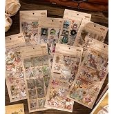 Vintage Temalı Sticker Seti Scrapbook Etiketi, 3 Sayfa | Kolaj Tasarımı, G&uuml;nl&uuml;k ve Ajanda İ&ccedil;in, Retro Motifler, Dekoratif Eti