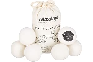 Relaxdays torktumlarbollar XXL, 6 torktumlarbollar, vita