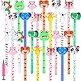Lenwen 27 Pieces Jungle Safari Inflatable Toys with Sound Tiger Zebra Giraffe Elephant Panda Animals Stick Inflatable Animals with Hand Pump for Animals Theme Birthday Party Gifts Favors Decorations