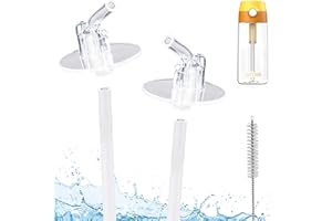 Jarlson cannucce di ricambio per bottiglia di plastica da 500 ml | i pezzi di ricambio | 2x boccaglio in silicone e 2 prolunghe per cannuccia | Compreso spazzola di paglia| BPA-free