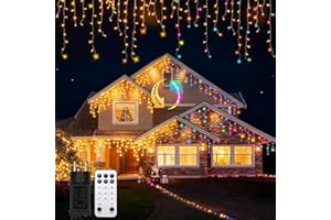 BESCOST Guirlande Noël Exterieur 10m 400 LED, Rideau Lumineux Exterieur Multicolore et Blanc Chaud, 11 Modes avec Télécommande RF, Idéal pour Jardin, Patio, Fête Noël (Blanc Chaud + RVB)