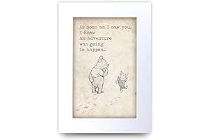 HWC Trading Impresión de Winnie the Pooh Adventure A4 con cita impresa para cuarto de bebé, regalo para habitación de recién nacido