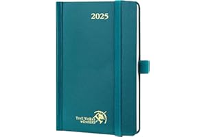 POPRUN Agenda Settimanale 2025 Piccola 16 x 10,5 cm, Copertina Rigida, Planner 2025 A6 con Nastro Segnalibro, Carta Spessa da 100 GSM, Verde Pacifico