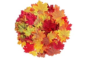 BAYMETY Autumn Leaves,300 Pcs Artificial Autumn Maple Leaves - Mixed 6 Fall Colored Leaf Autumn Table Scatters for Weddings, Autumn Parties,Autumn Decorations,Art Scrapbooking,Thanksgiving Day Halloween