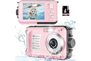 YISENCE Unterwasserkamera wasserdichte Kamera 10FT 1080P Full HD 30MP Unterwasserkamera Kinder 16X Digitalzoom Anti Shake Digitalkamera (Rosa)