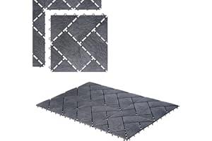 UPP Paneles de Jardin, terraza, Balcon, Piscina I baldosas Antideslizantes encajables, Piso a Prueba de Agua, Antihumedad I Azulejos de plástico, Suelo Exterior (24 losetas, 30x30cm c/u, Gris Oscuro)