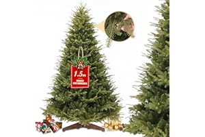 STANBOW Künstlicher Weihnachtsbaum Künstlich 150cm - Flammhemmendes Material PVC+PE, Naturgetreu, Dichte Zweige, Christmas Tree mit Holzständer